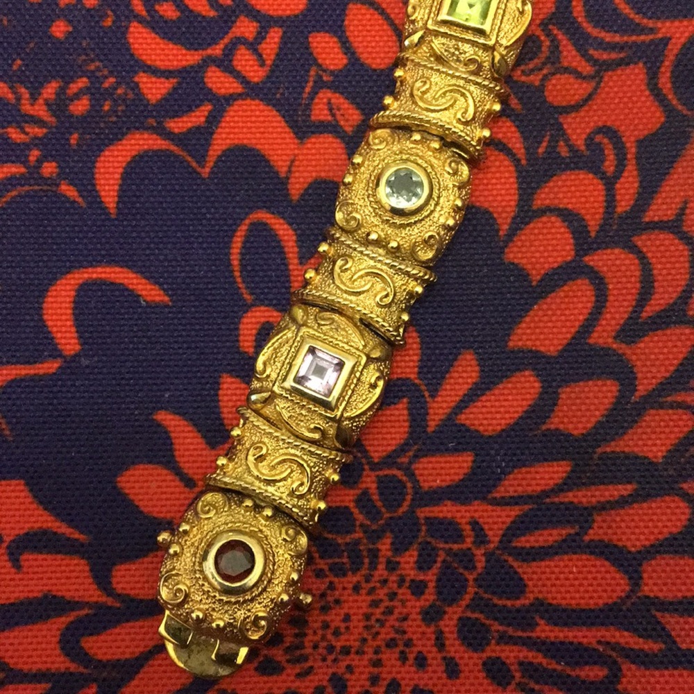 Jeweled rhinestone gold tone bracelet India design